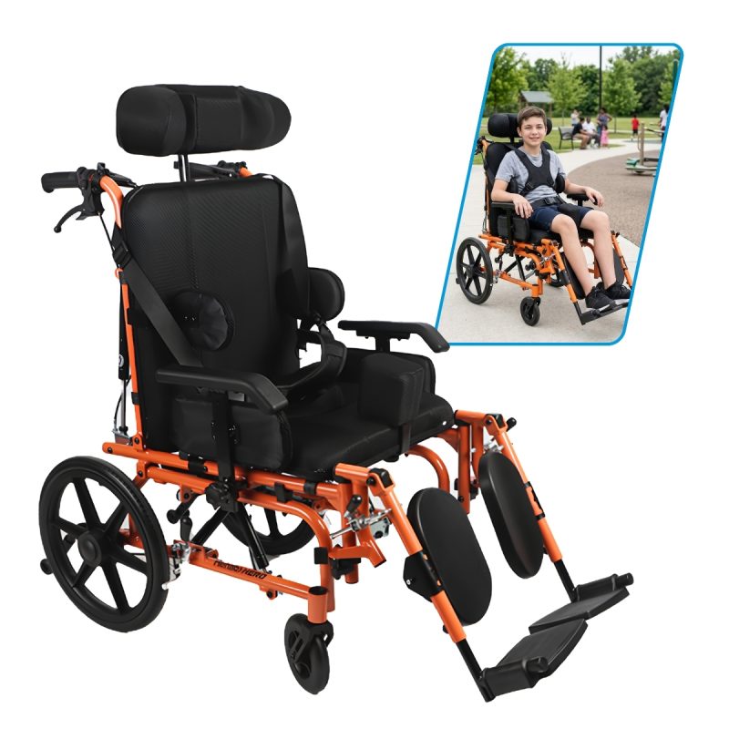 Silla de Ruedas PCI Parálisis Infantil de Aluminio 16" Color Naranja