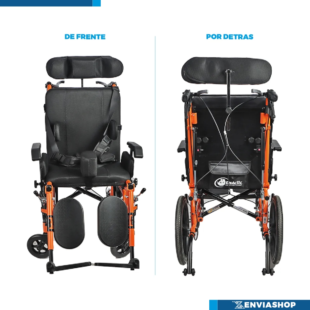 Silla de Ruedas PCI Parálisis Infantil de Aluminio 14" Color Naranja - Imagen 6