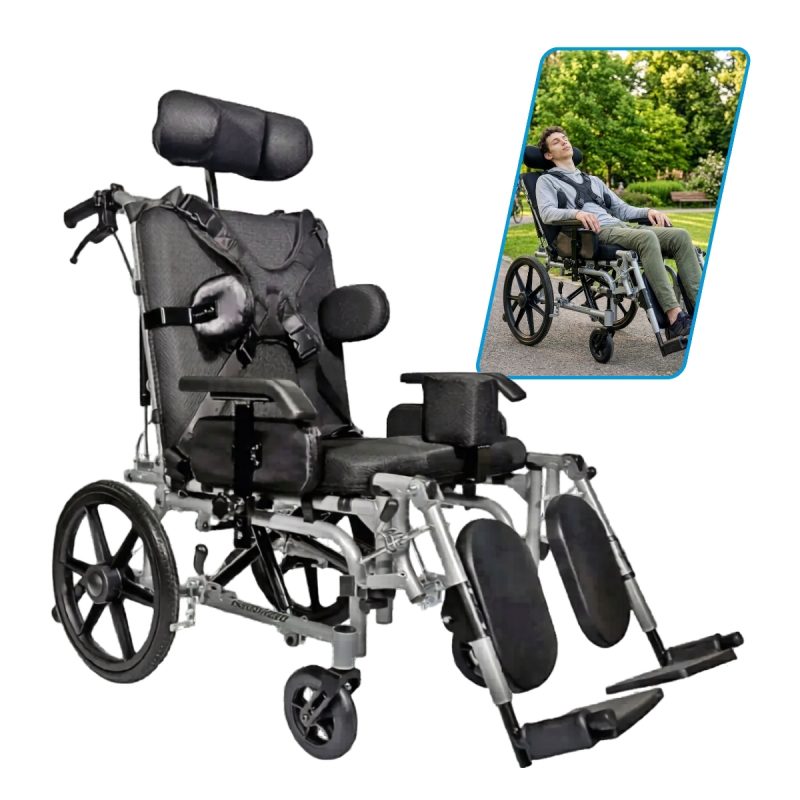 Silla de Ruedas PCA Parálisis Adulto de Aluminio 18" Color Gris