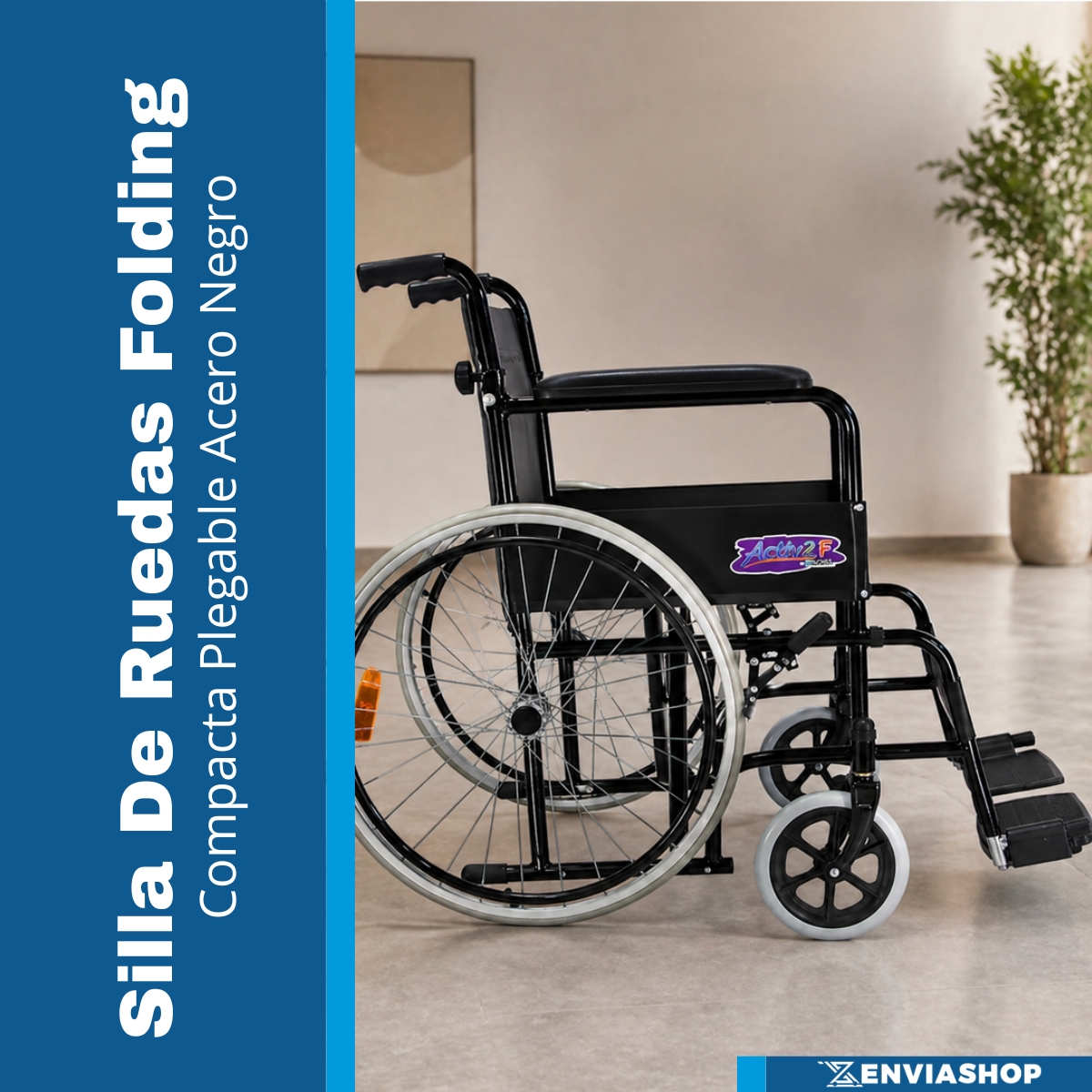Silla De Ruedas Economica Ligera Compacta Activ2f Color Negro - Imagen 2