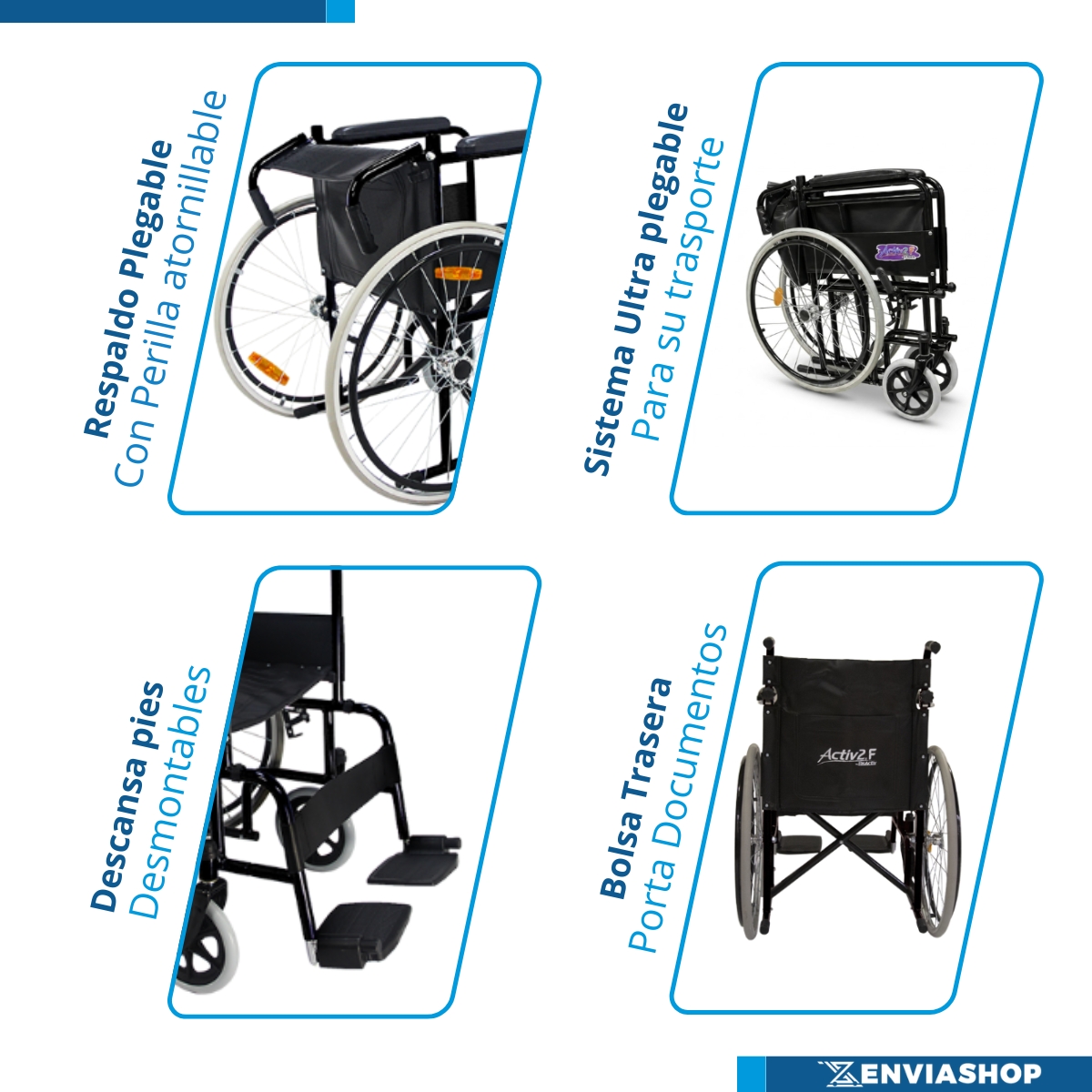 Silla De Ruedas Economica Ligera Compacta Activ2f Color Negro - Imagen 5