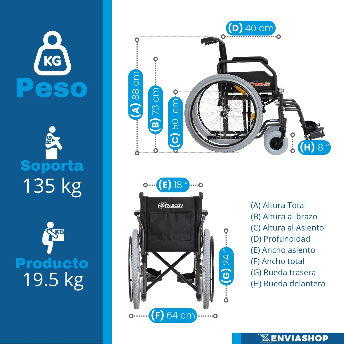 Silla De Ruedas Xtreme DA QR Quick Release Aluminio 20" Color Gris Estelar - Imagen 4