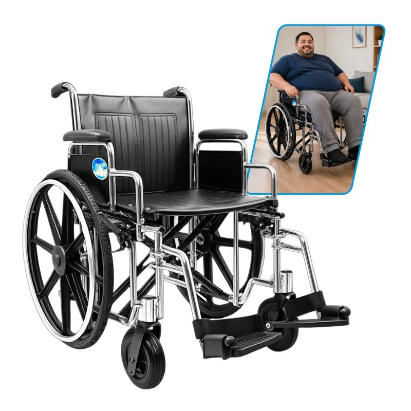 Silla De Ruedas Movili DA Acero  20" Estructura Cromada Color Negro
