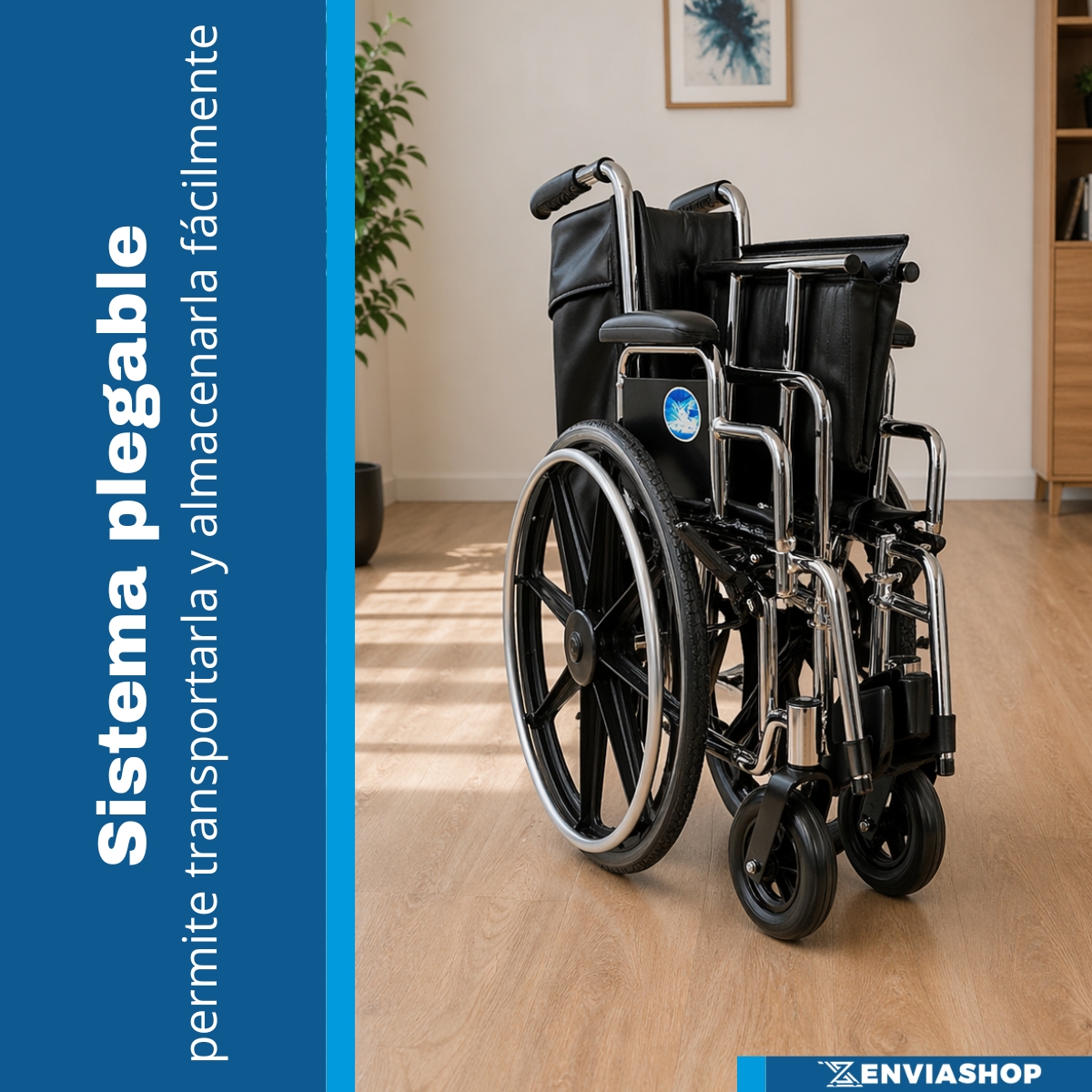 Silla De Ruedas Movili DA Acero 22" Estructura Cromada Color Negro - Imagen 7