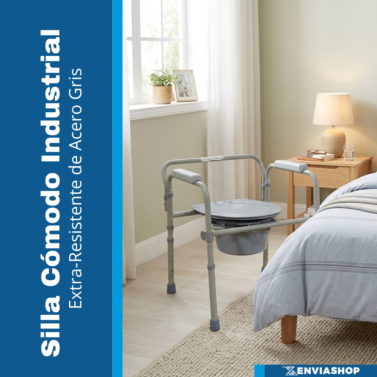 Silla Cómodo de Acero, Plegable con Respaldo Color Gris - Imagen 2