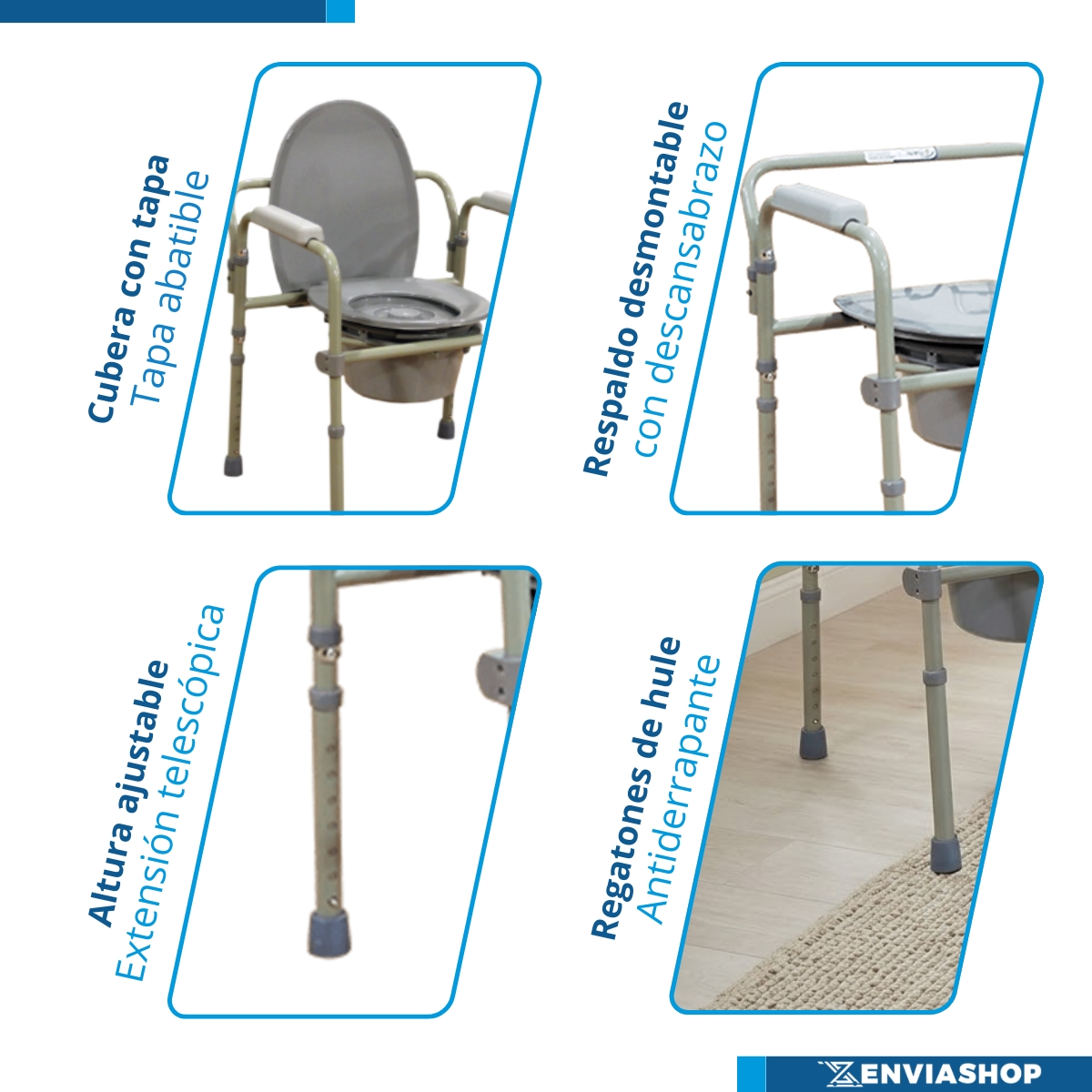 Silla Cómodo de Acero, Plegable con Respaldo Color Gris - Imagen 5