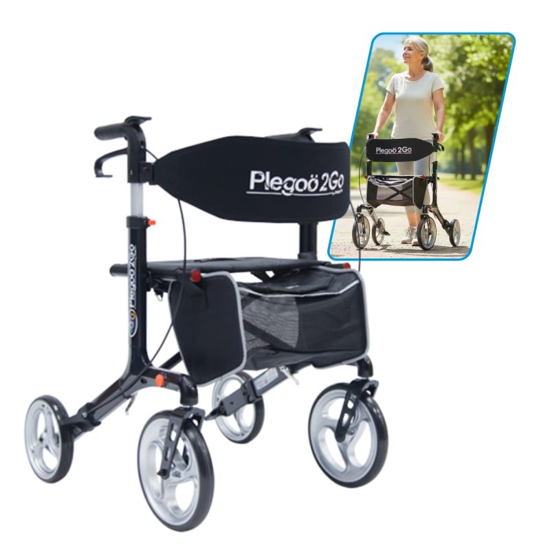 Andadera Rollator Plegoo 2go Aluminio Color Negro Perla
