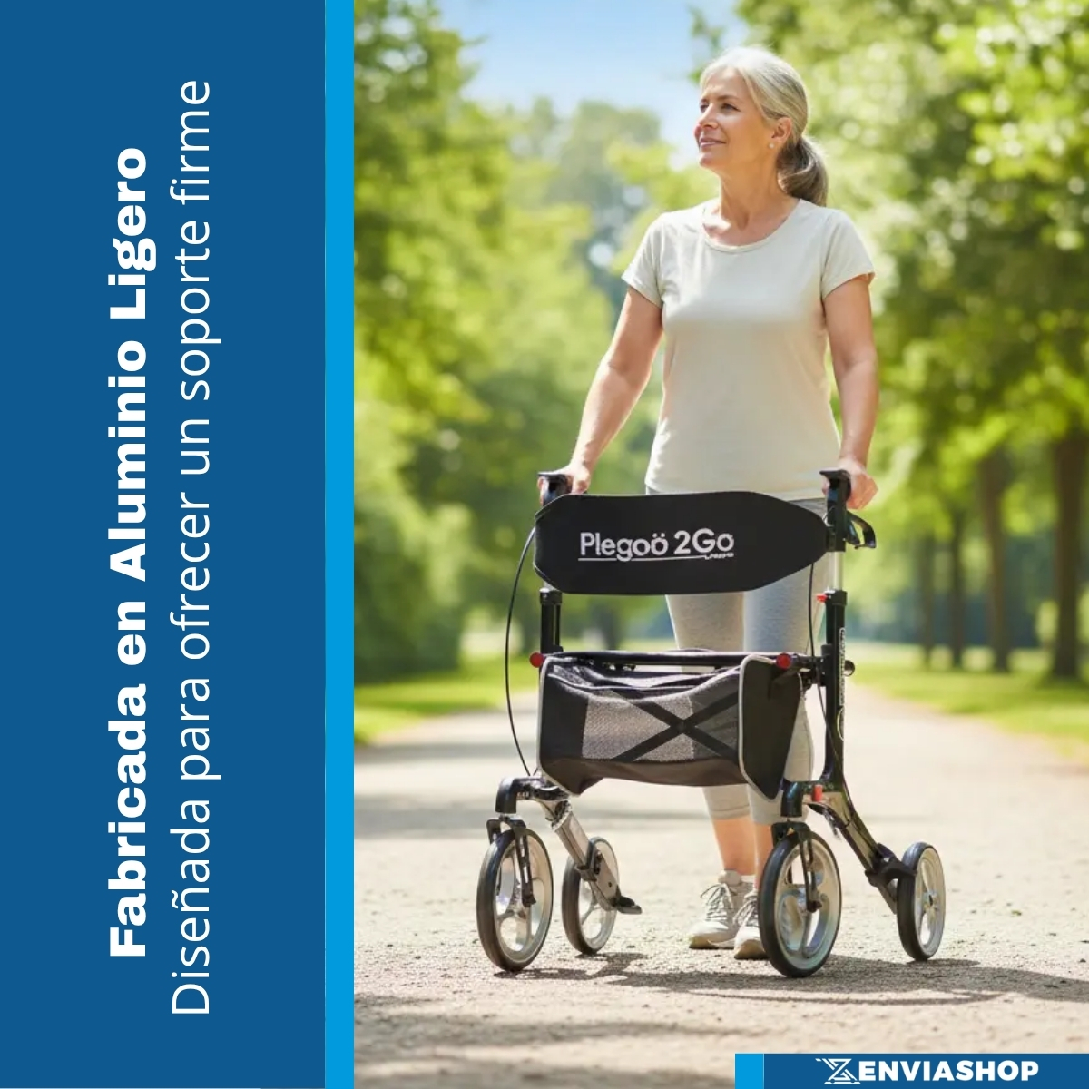 Andadera Rollator Plegoo 2go Aluminio Color Negro Perla - Imagen 3