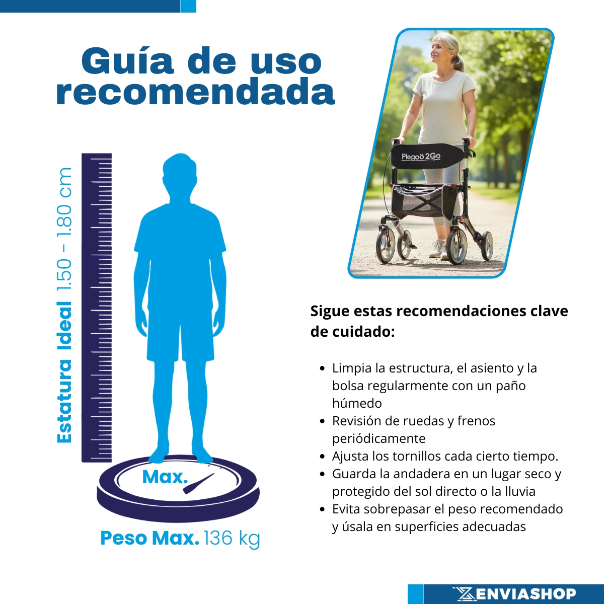 Andadera Rollator Plegoo 2go Aluminio Color Negro Perla - Imagen 6