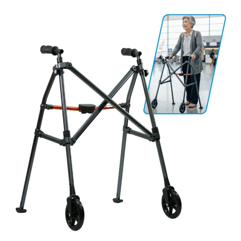 Andadera Plegable de Viaje Ultra Compacta de Aluminio Color Gris Acerado