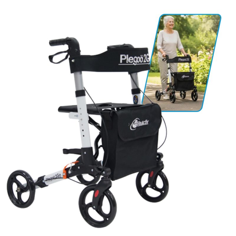 Andadera Rollator Plegoo 2go F3 Aluminio Color Blanco Mate