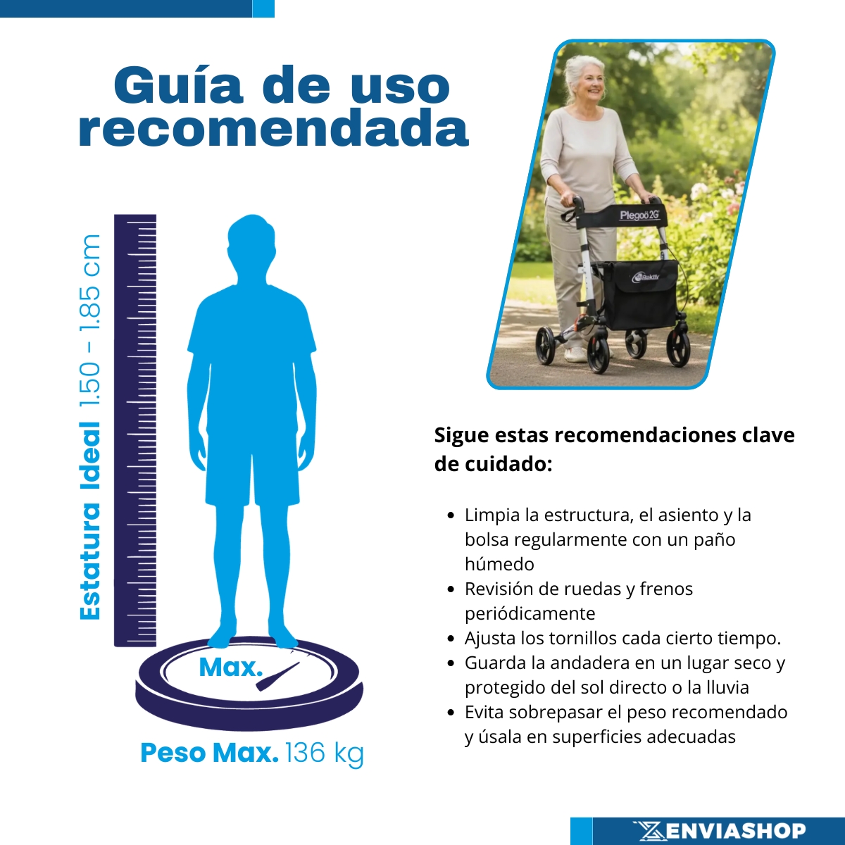 Andadera Rollator Plegoo 2go F3 Aluminio Color Blanco Mate - Imagen 6
