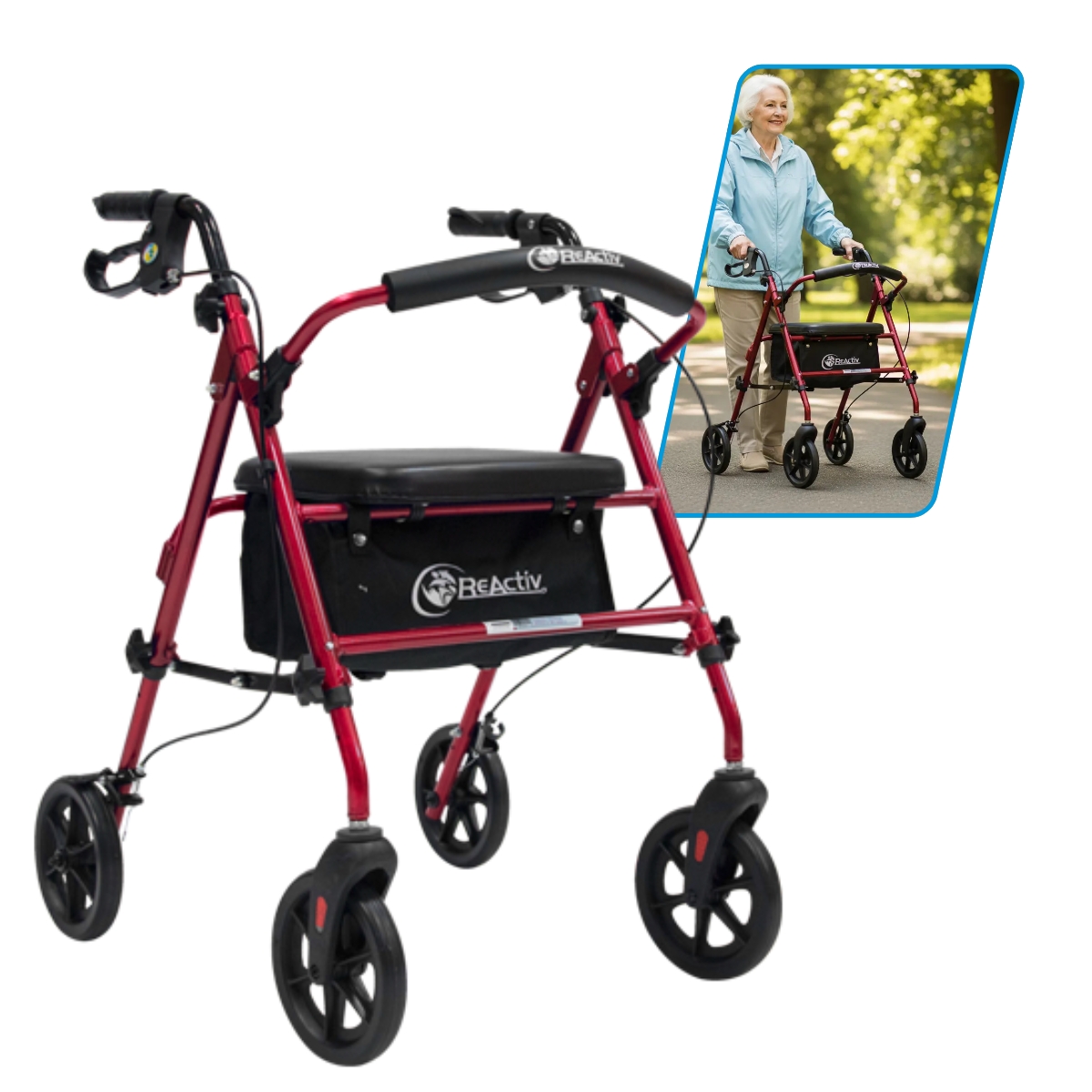 Andadera Rollator De Aluminio Ultra Compacta De Lujo Color Rojo
