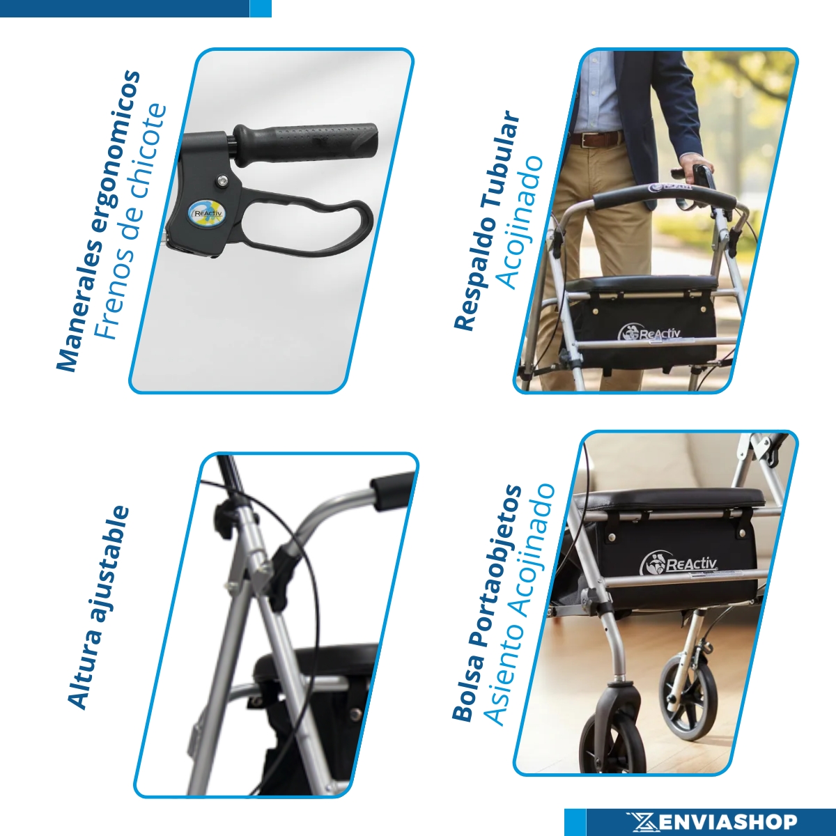 Andadera Rollator De Aluminio Ultra Compacta De Lujo Color Gris - Imagen 6