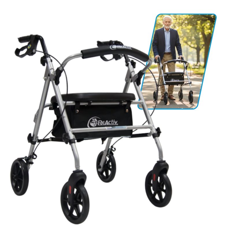 Andadera Rollator De Aluminio Ultra Compacta De Lujo Color Gris