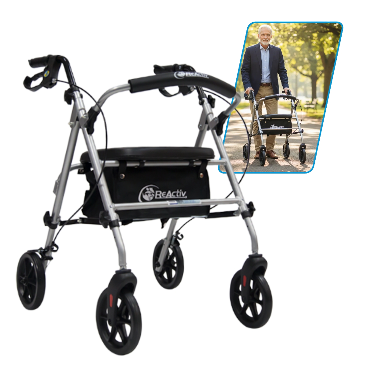Andadera Rollator De Aluminio Ultra Compacta De Lujo Color Gris