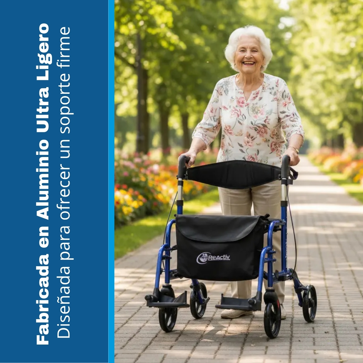 Andadera Rollator Plegoo Travel Descansapies Color Azul - Imagen 3
