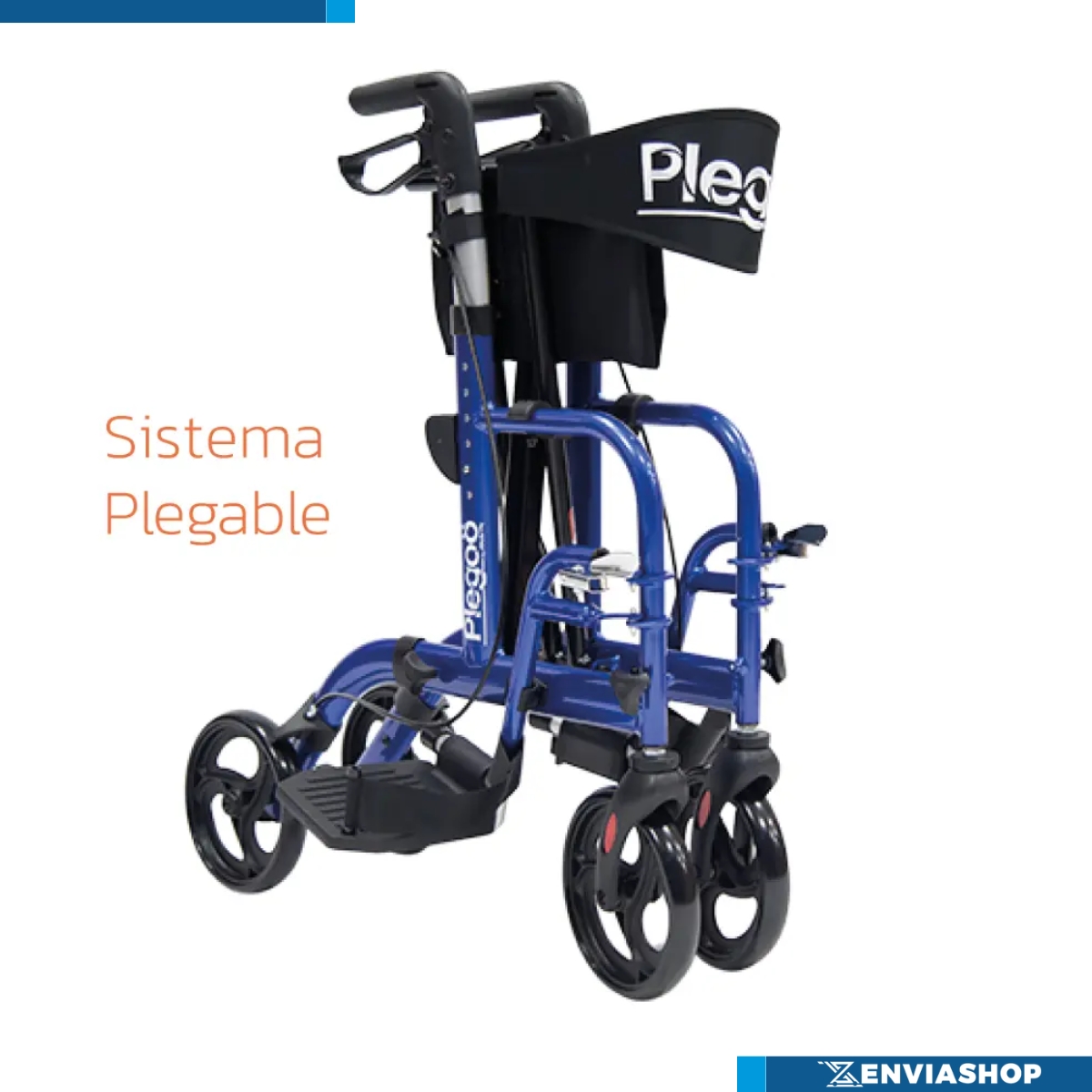 Andadera Rollator Plegoo Travel Descansapies Color Azul - Imagen 5