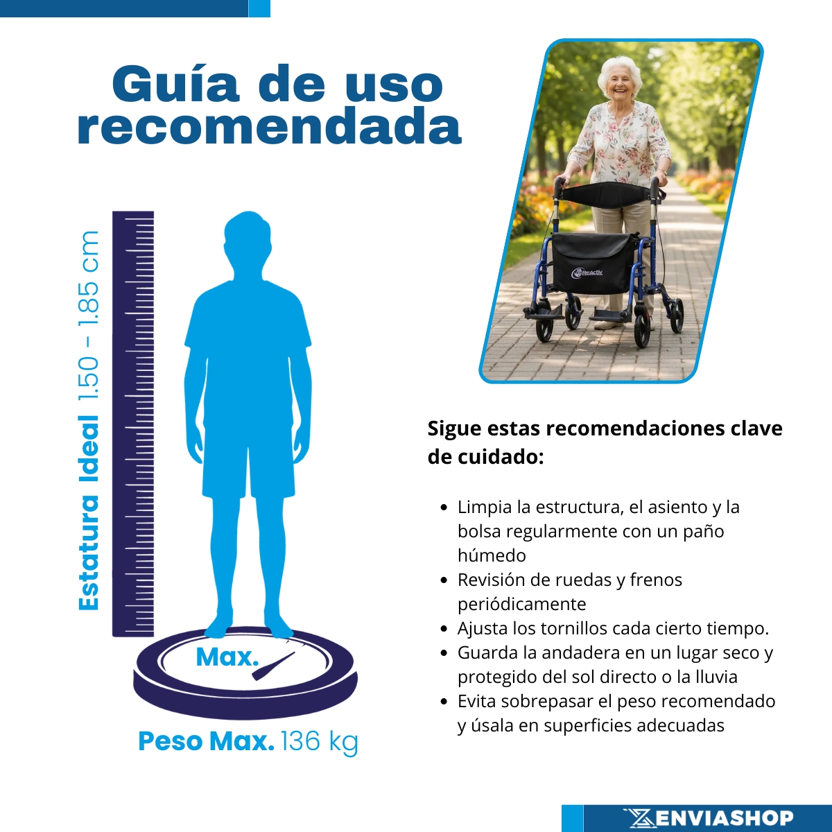Andadera Rollator Plegoo Travel Descansapies Color Azul - Imagen 6