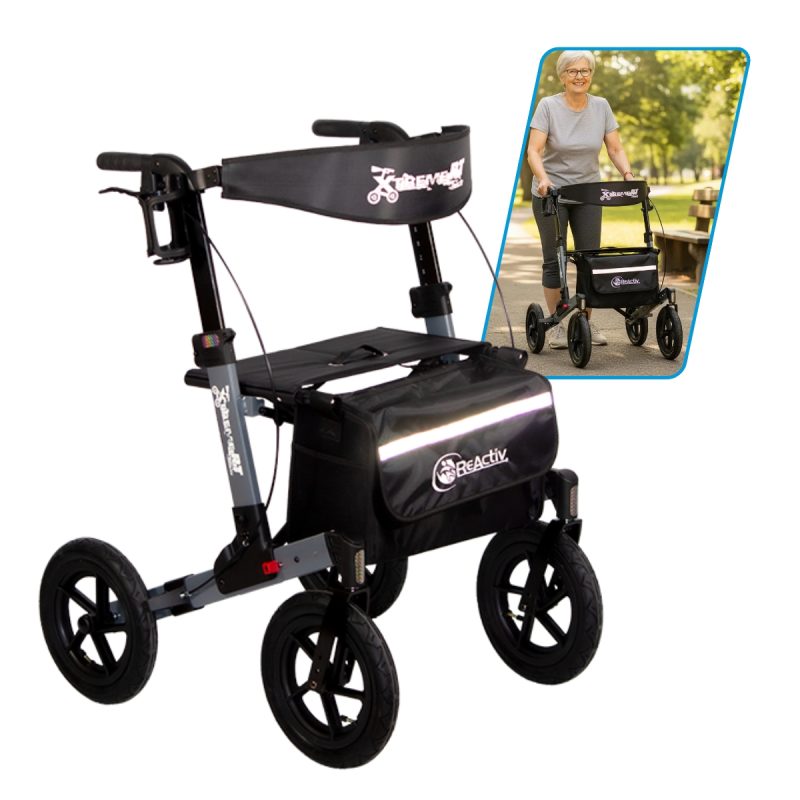 Andadera Rollator Xtreme Neumática Caminador Ortopédica Color Gris Plomo
