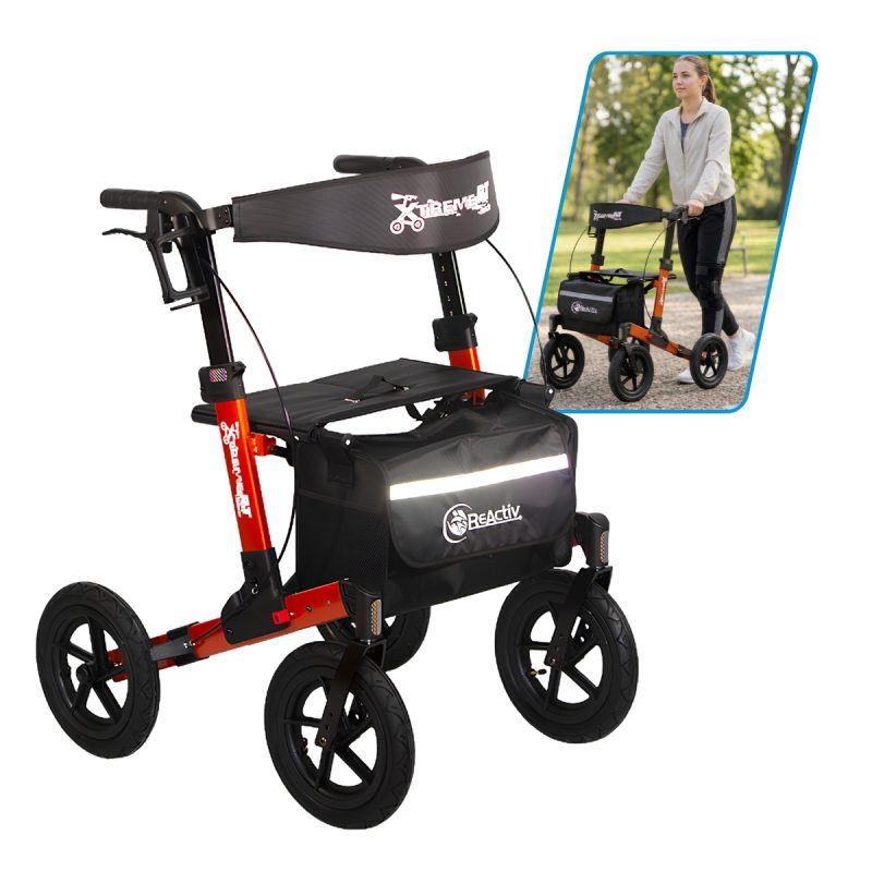 Andadera Rollator Xtreme Neumática Caminador Ortopédica Color Naranja Cadmio