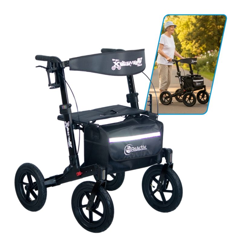 Andadera Rollator Xtreme Neumática Caminador Ortopédica Negro Obsidiana