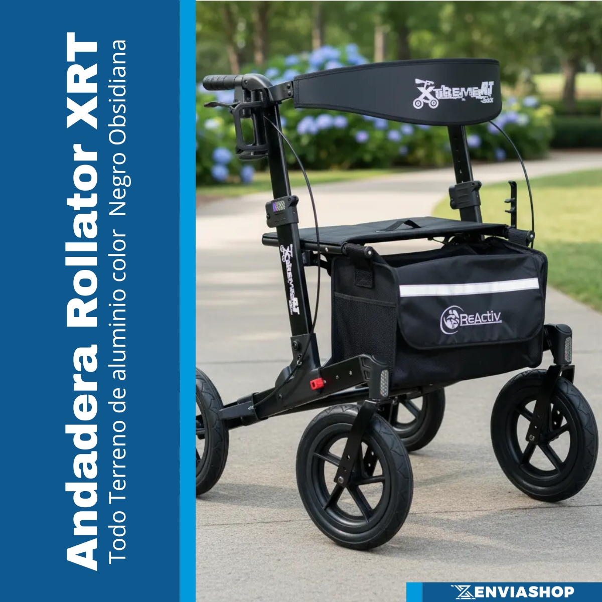 Andadera Rollator Xtreme Neumática Caminador Ortopédica Negro Obsidiana - Imagen 2