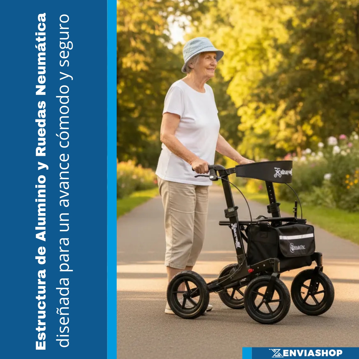 Andadera Rollator Xtreme Neumática Caminador Ortopédica Negro Obsidiana - Imagen 3