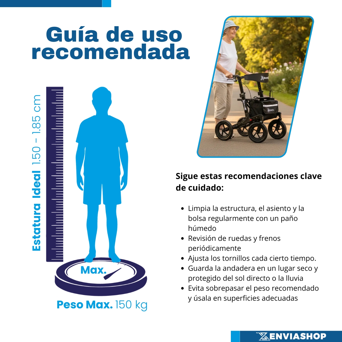 Andadera Rollator Xtreme Neumática Caminador Ortopédica Negro Obsidiana - Imagen 6