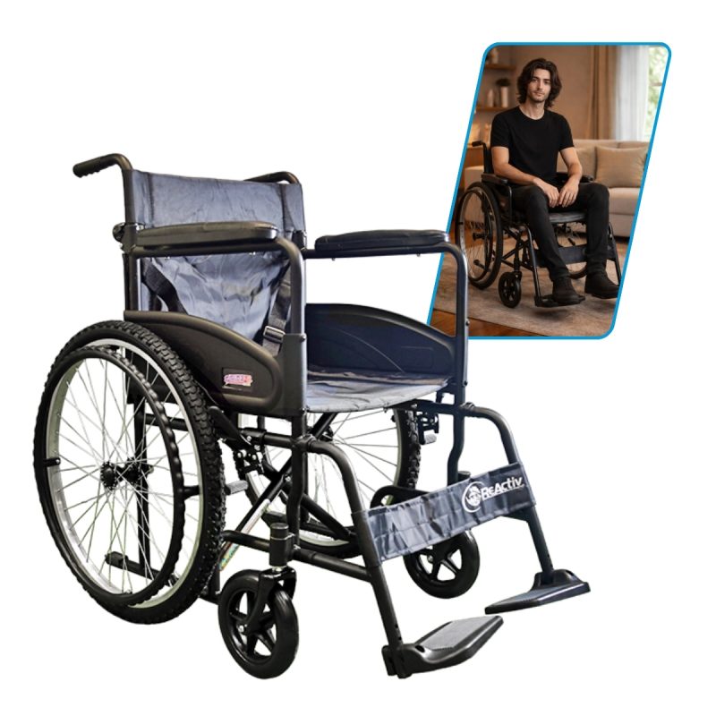 Silla De Ruedas De Acero Folding Sport Manual Plegable 19" Color Negro