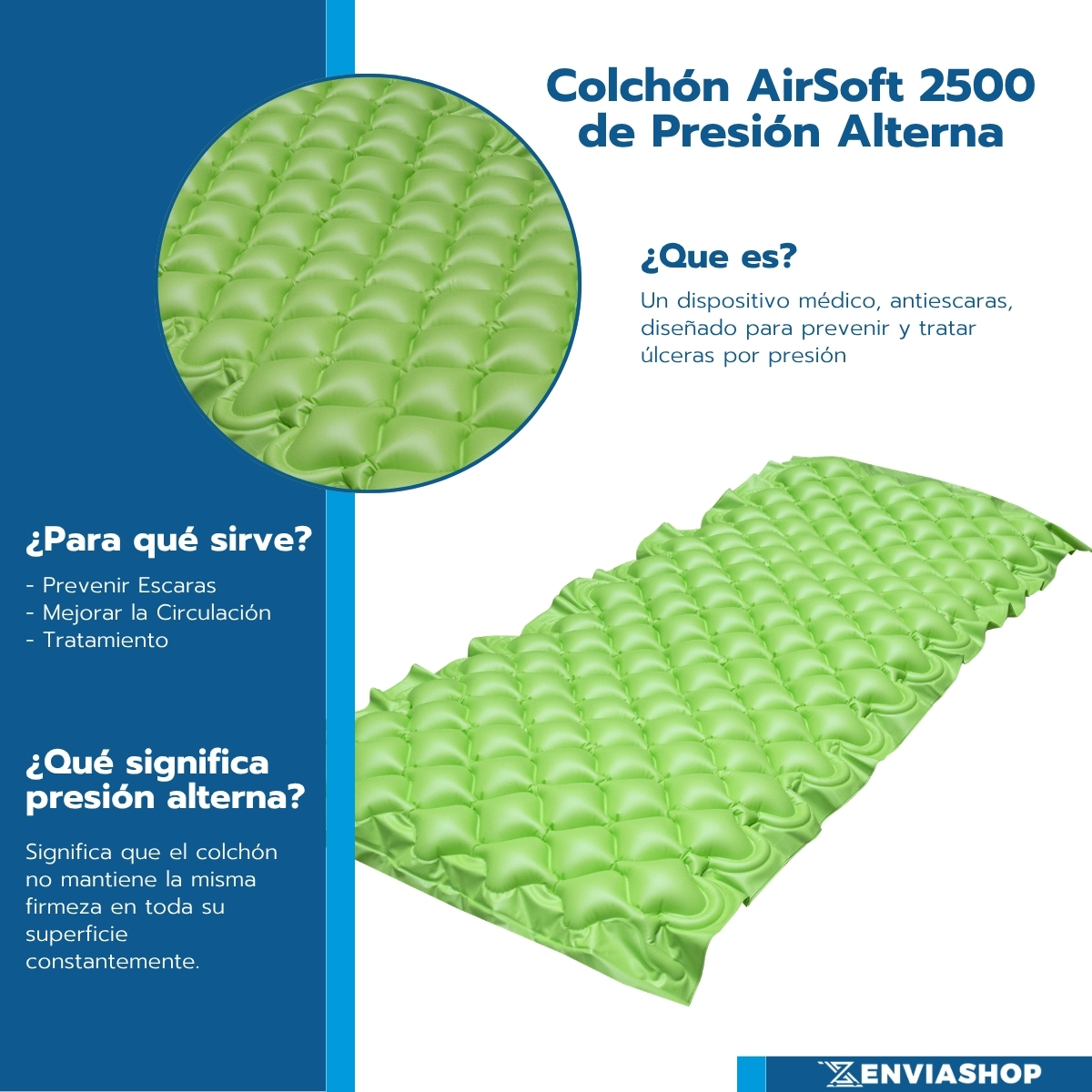 Colchón Antiescaras Airsoft Lite 2500 Con Regulador color Verde - Imagen 4